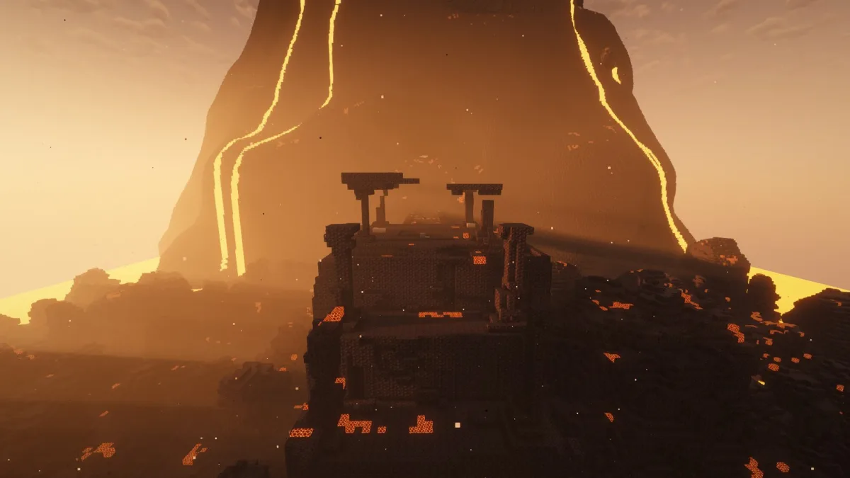 The Caldera temple and volcano in MinePeak, published by the creator